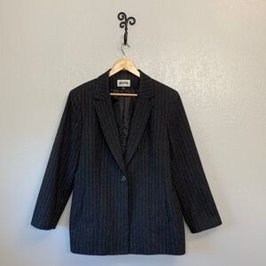 Women's Charcoal Gray Pinstripe Blazer by Kasper, Size 18